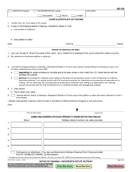 Form DE-120 Notice of Hearing - Decedent&#039;s Estate or Trust - California, Page 2
