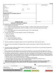 Document preview: Form AT-180 Notice of Lien (Attachment - Enforcement of Judgment) - California