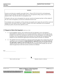 Form CR-138 Notice of Waiver of Oral Argument (Misdemeanor) - California, Page 2
