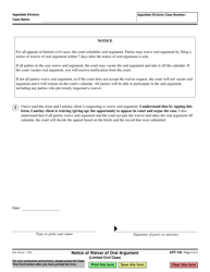 Form APP-108 Notice of Waiver of Oral Argument (Limited Civil Case) - California, Page 2