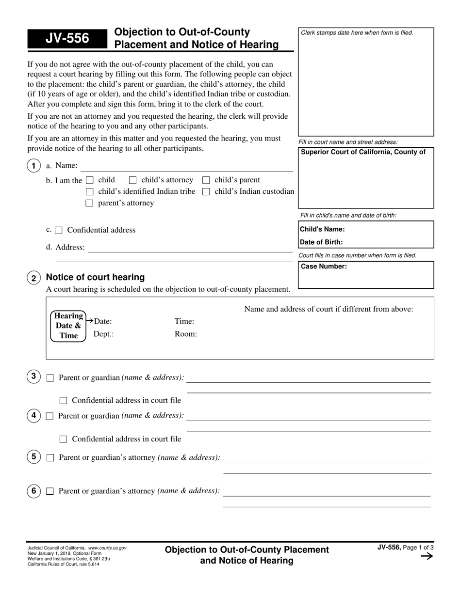 Form Jv-556 - Fill Out, Sign Online And Download Fillable Pdf 