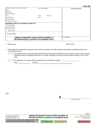 Document preview: Form ICWA-080 Order on Request for Ex Parte Hearing to Return Physical Custody of an Indian Child - California