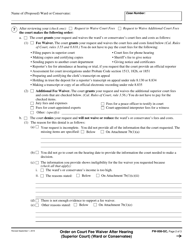 Form FW-008-GC Order on Court Fee Waiver After Hearing (Superior Court) (Ward or Conservatee) - California, Page 2