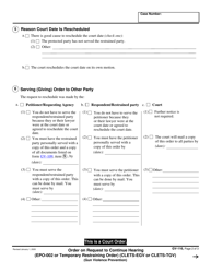 Form GV-116 Order on Request to Continue Hearing - California, Page 2