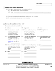 Form SV-116 &quot;Order on Request to Continue Hearing (Temporary Restraining Order) (Clets-Tsv) (Private Postsecondary School Violence Prevention)&quot; - California, Page 2
