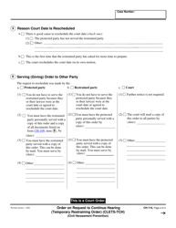 Form CH-116 &quot;Order on Request to Continue Hearing (Temporary Restraining Order) (Clets-Tch) (Civil Harassment Prevention)&quot; - California, Page 2