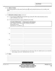 Form DV-165 Order on Request to Keep Minor&#039;s Information Confidential (Domestic Violence Prevention) - California, Page 3