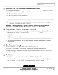 Form DV-165 Order on Request to Keep Minor&#039;s Information Confidential (Domestic Violence Prevention) - California, Page 4