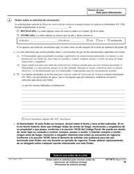 Formulario GV-730 Orden Sobre La Solicitud Para Renovar Orden De Restriccion De Violencia Armada - California (Spanish), Page 2