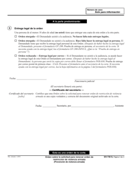 Formulario GV-730 Orden Sobre La Solicitud Para Renovar Orden De Restriccion De Violencia Armada - California (Spanish), Page 3