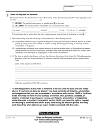 Form GV-730 Order on Request to Renew Gun Violence Restraining Order - California, Page 2