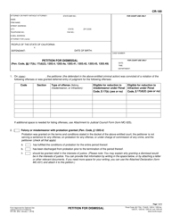 Form CR-180 Petition for Dismissal - California