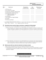Formulario GV-100 S Peticion De Orden De Restriccion De Violencia Armada - California (Spanish), Page 2