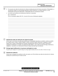 Formulario GV-100 S Peticion De Orden De Restriccion De Violencia Armada - California (Spanish), Page 3