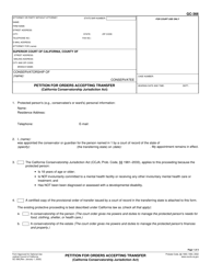 Form GC-366 Petition for Orders Accepting Transfer (California Conservatorship Jurisdiction Act) - California