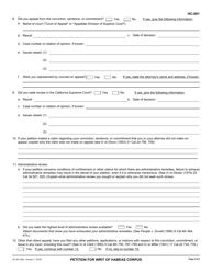 Form HC-001 Petition for Writ of Habeas Corpus - California, Page 5