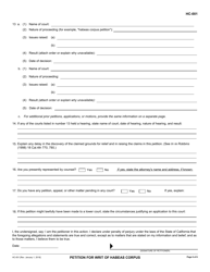 Form HC-001 Petition for Writ of Habeas Corpus - California, Page 6