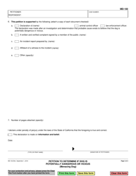 Form MD-100 Petition to Determine if Dog Is Potentially Dangerous or Vicious - California, Page 2
