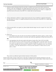 Form CR-409 Petition to Seal Arrest and Related Records - California, Page 2