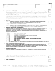 Form CR-101 Plea Form, With Explanations and Waiver of Rights - Felony (Criminal) - California, Page 2