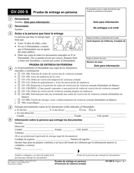 Document preview: Formulario GV-200 S Prueba De Entrega En Persona - California (Spanish)