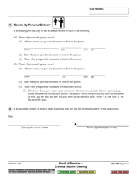 Form CR-106 Proof of Service - Criminal Record Clearing - California, Page 2
