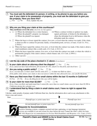 Form SC-100 Plaintiff&#039;s Claim and Order to Go to Small Claims Court - California (English/Spanish), Page 3