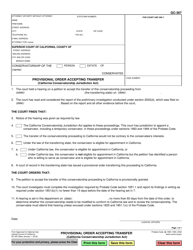 Document preview: Form GC-367 Provisional Order Accepting Transfer (California Conservatorship Jurisdiction Act) - California