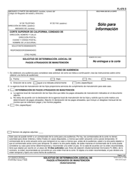 Formulario FL-676 S Solicitud De Determinacion Judicial De Pagos Atrasados De Manutencion (Gubernamental) - California (Spanish)
