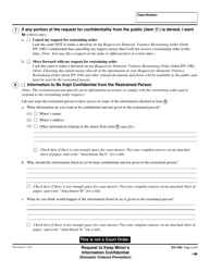 Form DV-160 Request to Keep Minor&#039;s Information Confidential (Domestic Violence Prevention) - California, Page 5