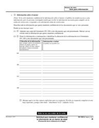 Formulario DV-160 Solicitud Para Mantener Confidencial La Informacion De Un Menor De Edad - California (Spanish), Page 3