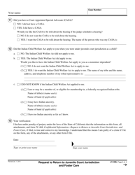 Form JV-466 Request to Return to Juvenile Court Jurisdiction and Foster Care - California, Page 3