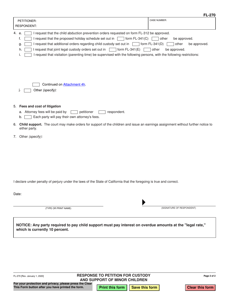 Form FL-270 - Fill Out, Sign Online and Download Fillable PDF ...