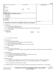 Form FL-220 Response to Petition to Determine Parental Relationship (Uniform Parentage) - California