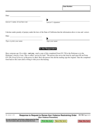 Form GV-720 Response to Request to Renew Gun Violence Restraining Order - California, Page 2
