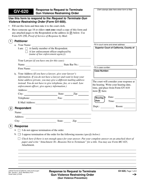 Form GV-620  Printable Pdf