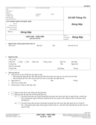 Form JV-255 V Restraining Order - Juvenile (Clets-Juv) - California (Vietnamese)