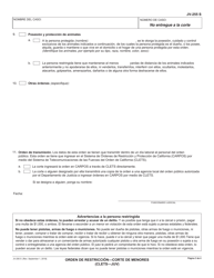 Formulario JV-255 S Orden De Restriccion - Corte De Menores (Clets-Juv) - California (Spanish), Page 3