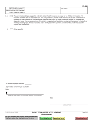 Form FL-688 Short Form Order After Hearing (Governmental) - California, Page 2