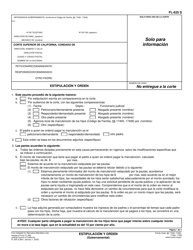 Formulario FL-625 S Estipulacion Y Orden (Gubernamental) - California (Spanish)
