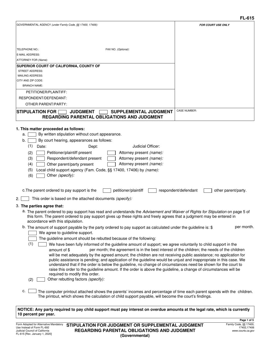 Form FL-615 Download Fillable PDF or Fill Online Deferred Entry of Sns-Brigh10