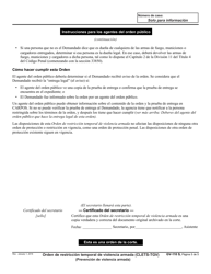 Formulario GV-110 Orden De Restriccion Temporal De Violencia Armada - California (Spanish), Page 5