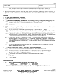 Form JV-437 Twelve-Month Permanency Attachment: Reunification Services Continued (Welf. &amp; Inst. Code, 366.21(F)) - California