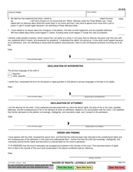 Form JV-618 Waiver of Rights - Juvenile Justice - California, Page 2