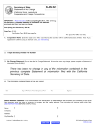 Form SI-550 NC Statement of No Change (California Stock, Agricultural Cooperative and Foreign Corporations) - California, Page 3