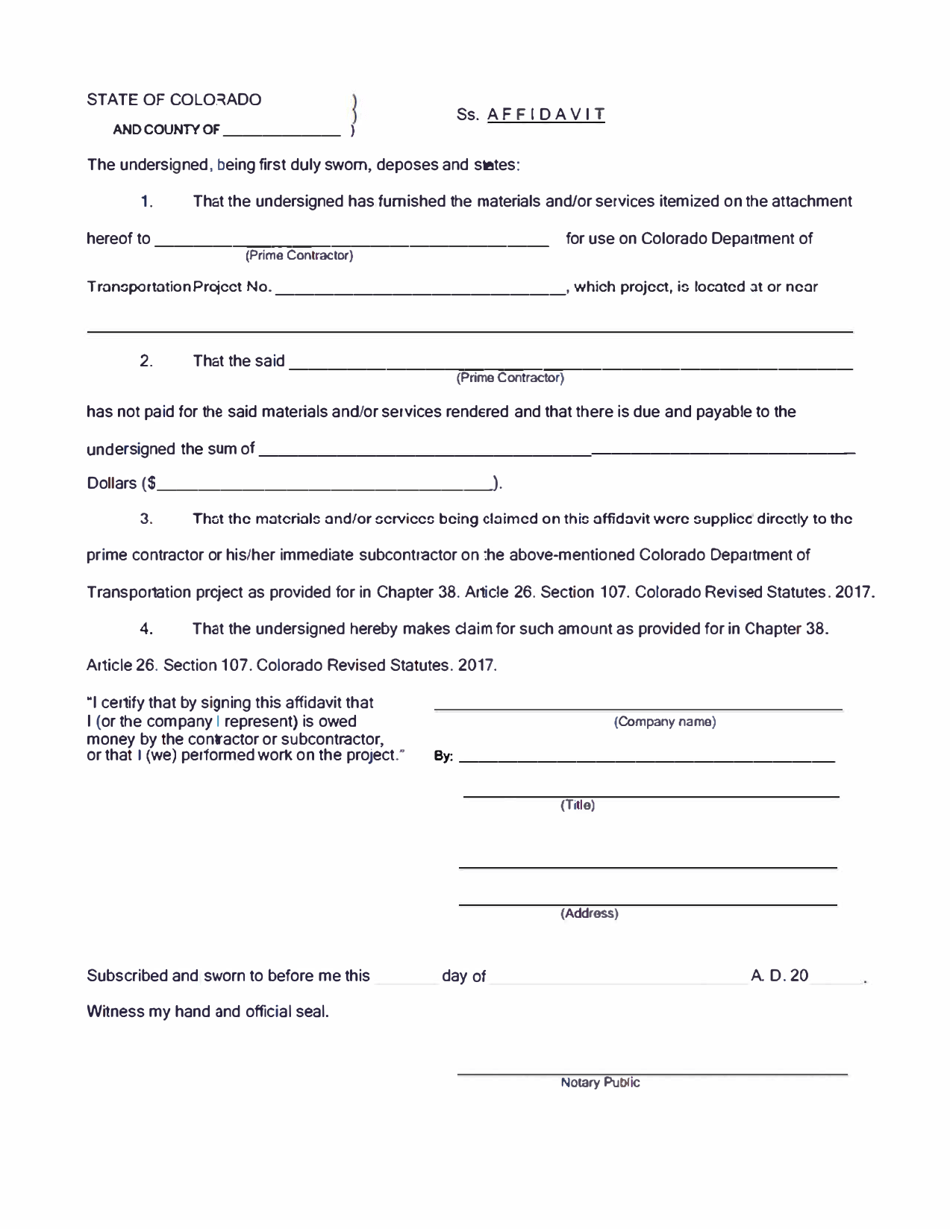 Lien Information and Affidavit - Colorado, Page 3