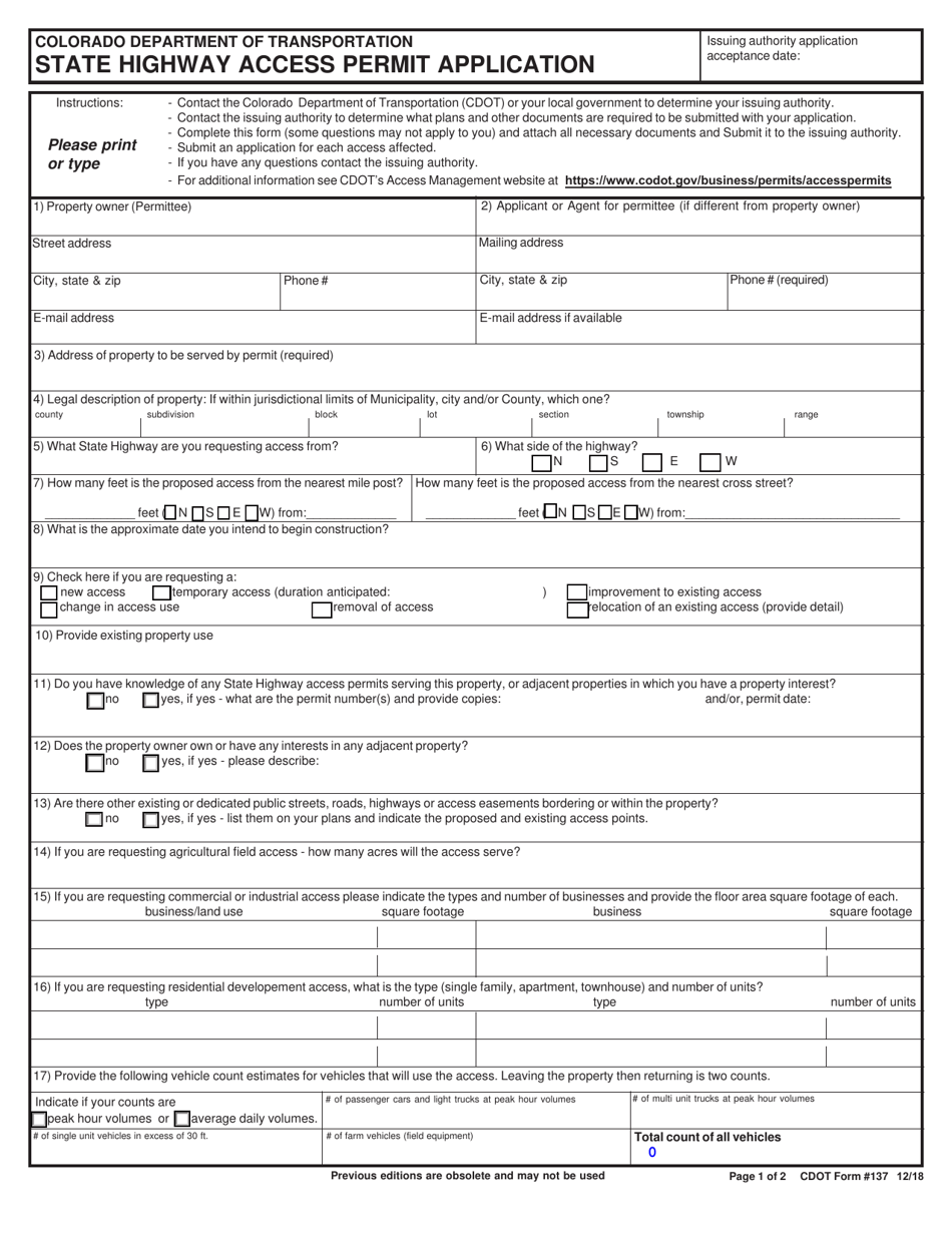 Cdot Form 137 Fill Out Sign Online And Download Fillable Pdf Colorado Templateroller 