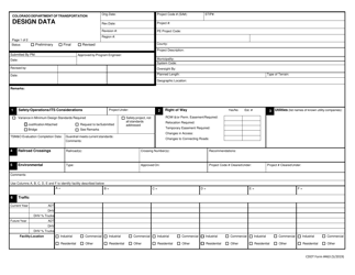 CDOT Form 463 Design Data - Colorado
