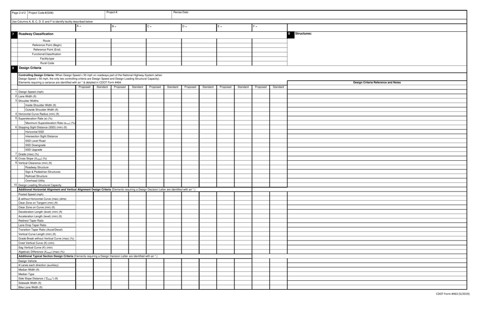 CDOT Form 463 Design Data - Colorado, Page 2