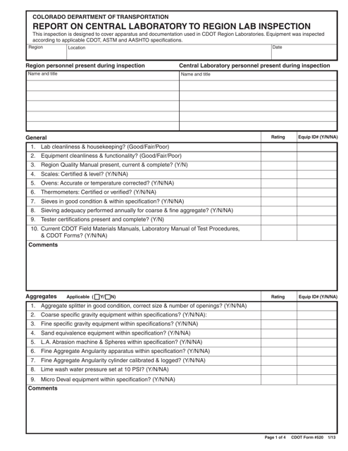 CDOT Form 520  Printable Pdf